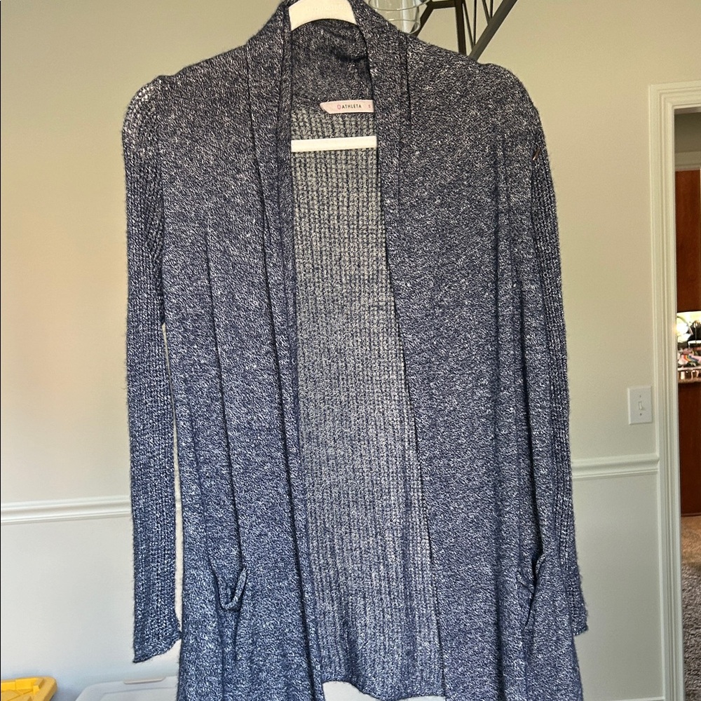 Athleta Navy Marled Open Cardigan